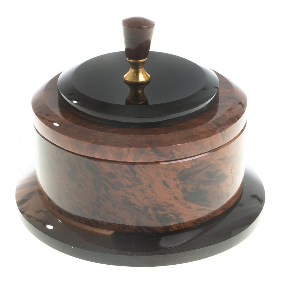 Шкатулка круглая камень обсидиан 9,5х9,5х8 см фото 1 — 