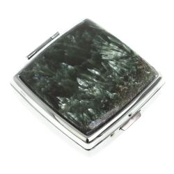 Таблетница на 2 отсека камень серафинит цвет серебро — 