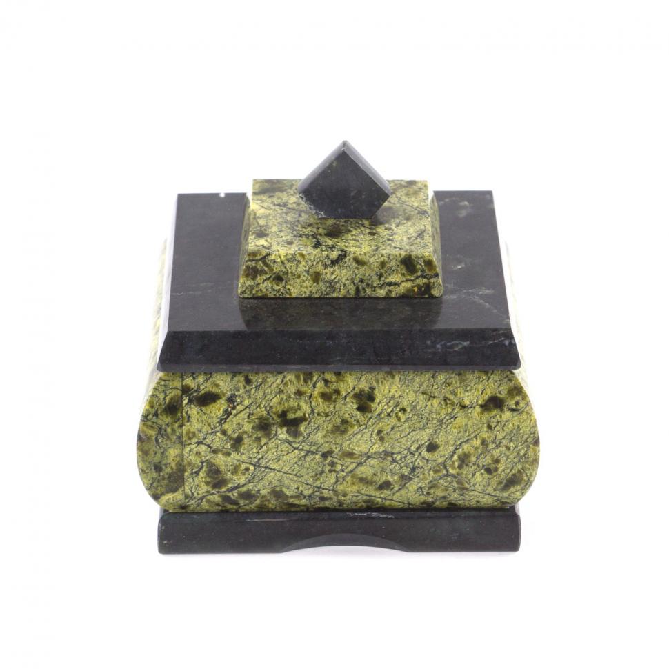 Шкатулка для украшений змеевик 8х8х7 см фото 1 — 