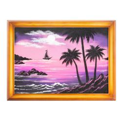 Картина &quot;Морской пейзаж&quot; багет дерево 36х46 см, каменная крошка — 