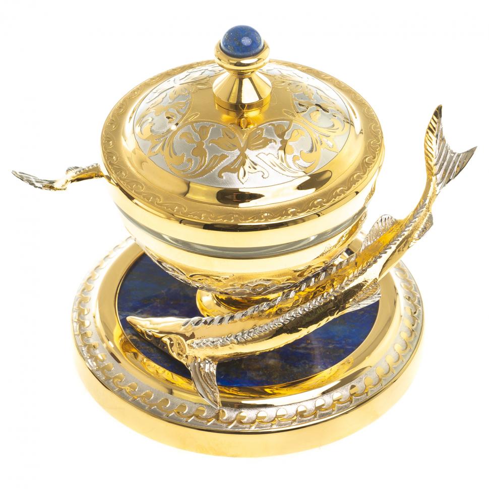 Икорница "Две стерлядки" лазурит Златоуст фото 1 — 