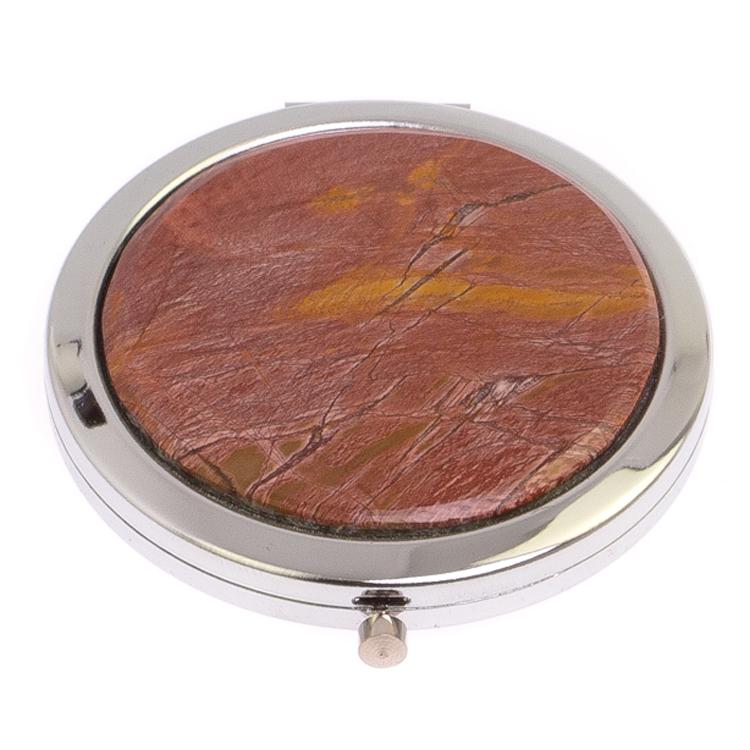 Зеркало круглое из яшмы цвет серебро фото 1 — 