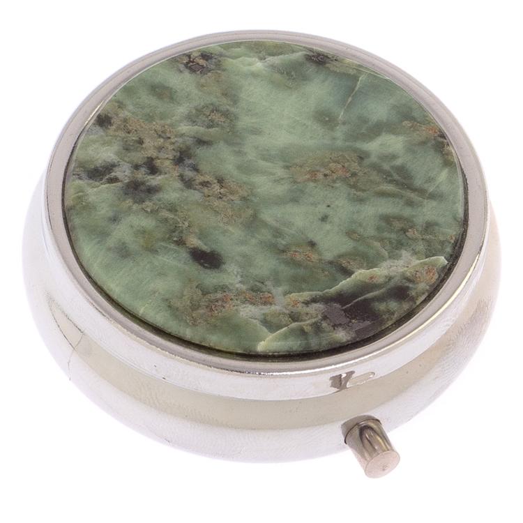 Таблетница на 3 отделения из камня офит цвет серебро фото 1 — 