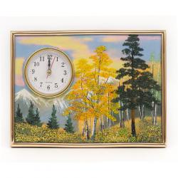 Настольные часы с панно на мдф &quot;Осень&quot; 20х15 см каменная крошка — 
