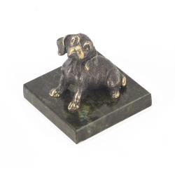 Статуэтка &quot;Собачка средняя №8&quot; бронза змеевик — 