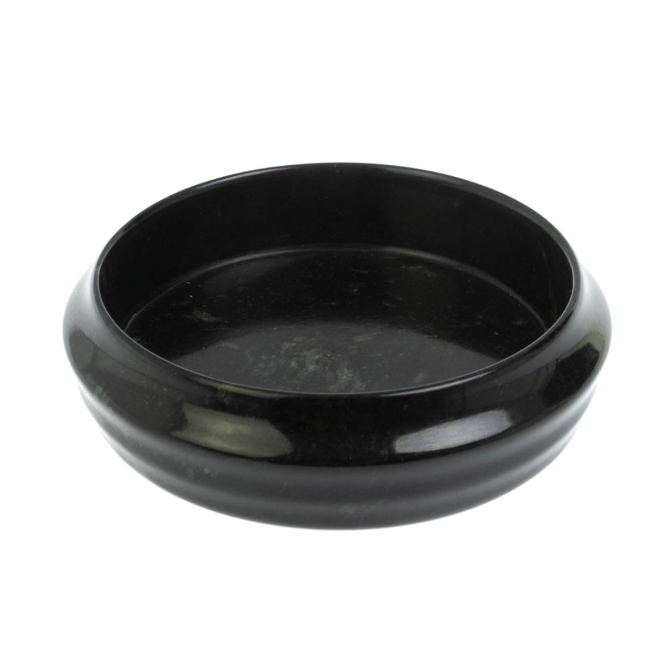 Пепельница круглая из черного змеевика 10х10х3,5 см фото 1 — 