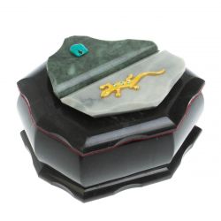 Шкатулка &quot;Ракушка&quot; камень змеевик / серый мрамор 14х10х9 см — 