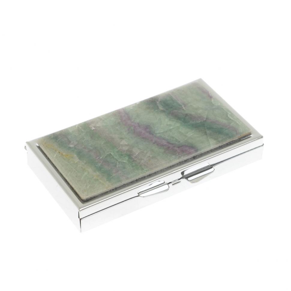 Таблетница на 3 отделения камень флюорит цвет серебро фото 1 — 