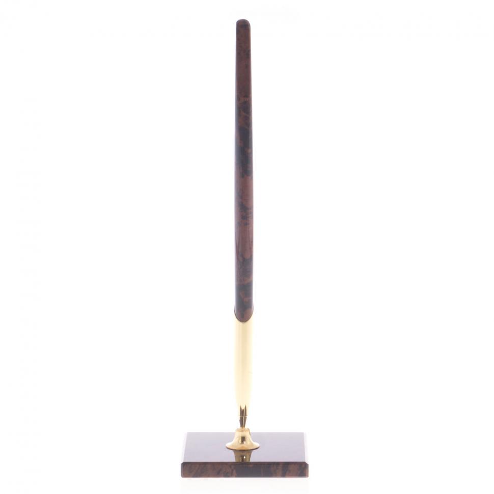 Ручка из обсидиана на подставке коричневая фото 1 — 