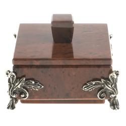 Шкатулка на ножках камень обсидиан 9х9х6 см — 