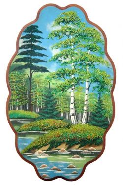 Панно овальное &quot;Лето&quot; 30х19 см каменная крошка — 