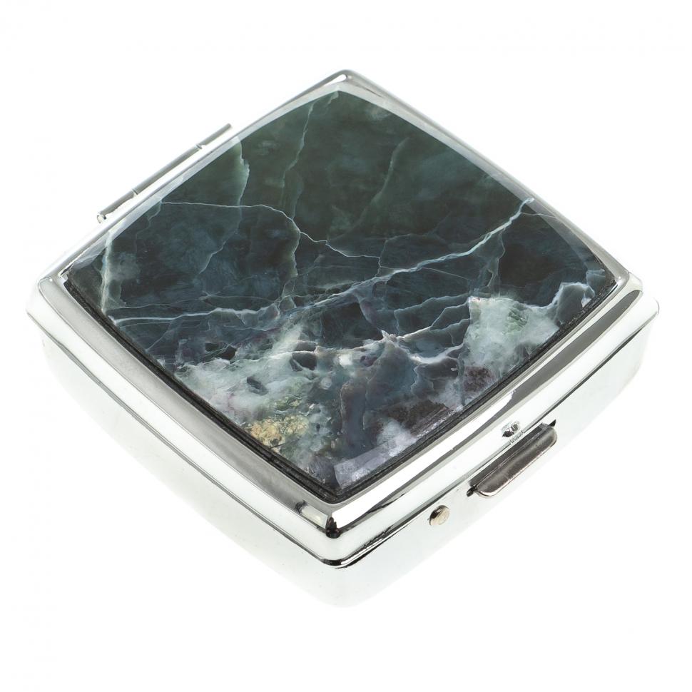 Таблетница с делителем на 2 отсека камень офит цвет серебро фото 1 — 