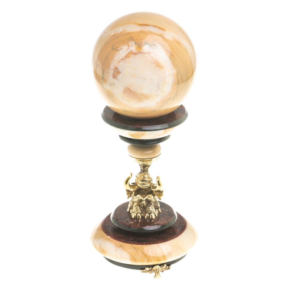 Сувенир шар антистресс из мрамора и бронзы "Слон" фото 1 — 