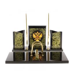 Письменный набор &quot;Грани&quot; с гербом России змеевик — 