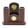 Часы настольные с карандашницей "Герб РФ" камень лемезит фото 1 — 