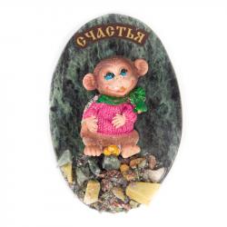 Магнит &quot;Обезьянка в свитере &quot;Счастья&quot; змеевик — 