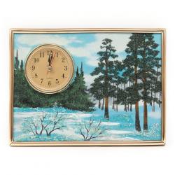Настольные часы с панно на мдф &quot;Зима&quot; 20х15 см каменная крошка — 