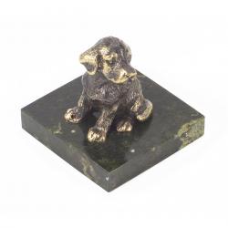 Статуэтка из бронзы и змеевика &quot;Собачка средняя №9&quot; — 