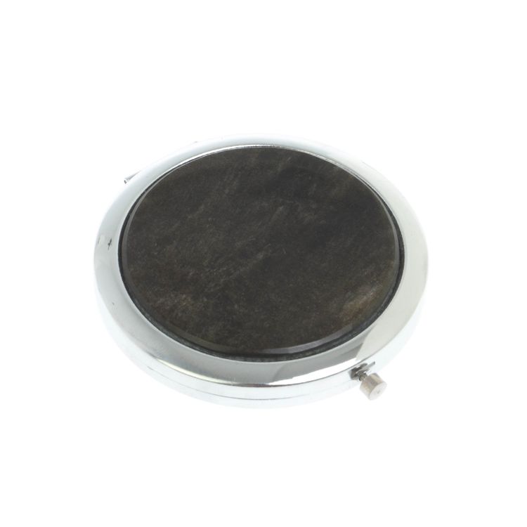 Зеркало круглое из камня золотистый обсидиан цвет серебро фото 1 — 