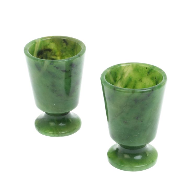 Набор рюмок из нефрита 2 шт 4х4х6 см 30 мл фото 1 — 