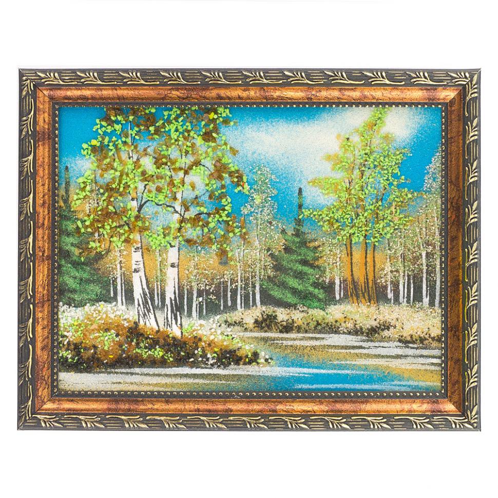 Картина "Весенний пейзаж" рамка багет 15х20 см, каменная крошка фото 1 — 