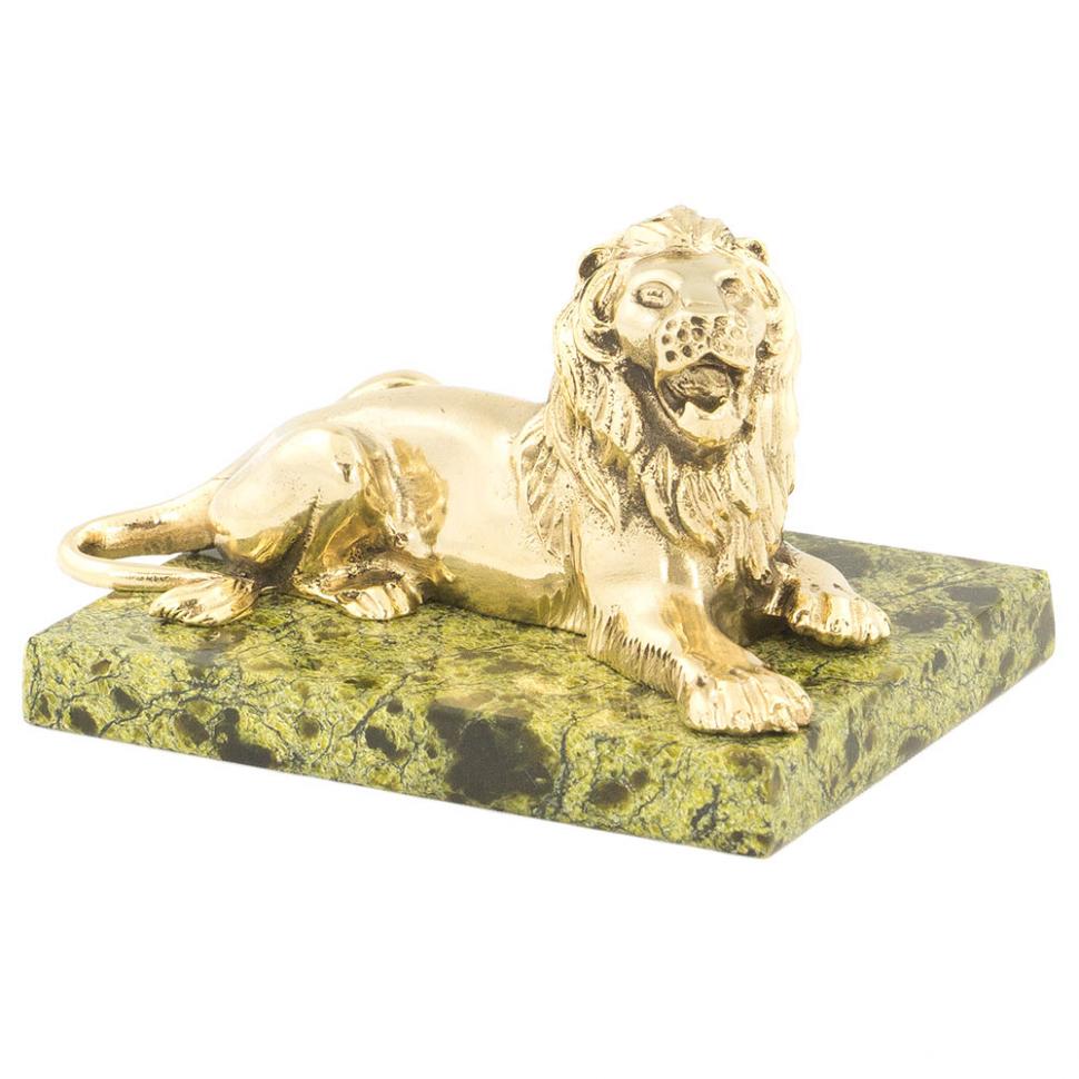Статуэтка "Лев" из бронзы и змеевика фото 1 — 