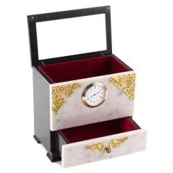 Шкатулка с часами из мрамора и змеевика — 