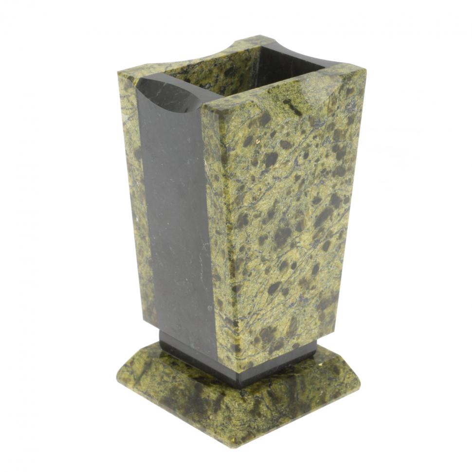 Карандашница из змеевика 6,5х6х11,5 см фото 1 — 