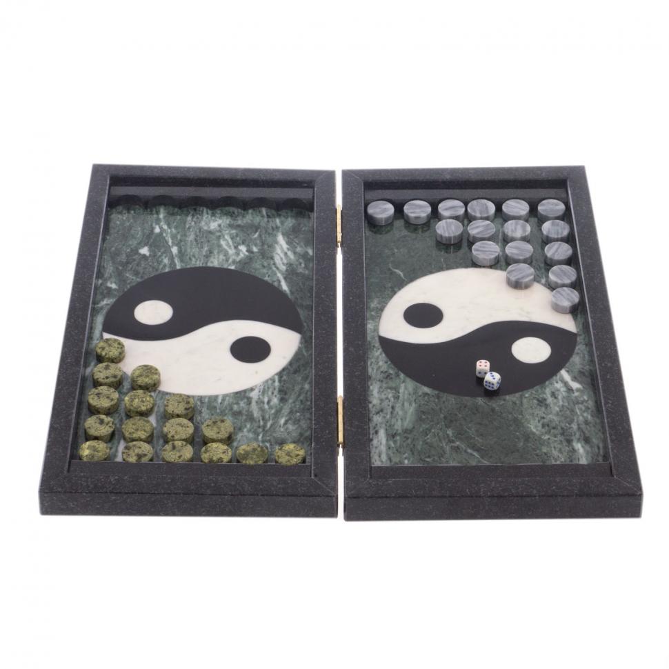 Настольные нарды "Инь-Янь" из натурального камня фото 1 — 