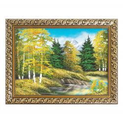 Картина &quot;Осенний пейзаж&quot; багет 36х46 см, каменная крошка — 