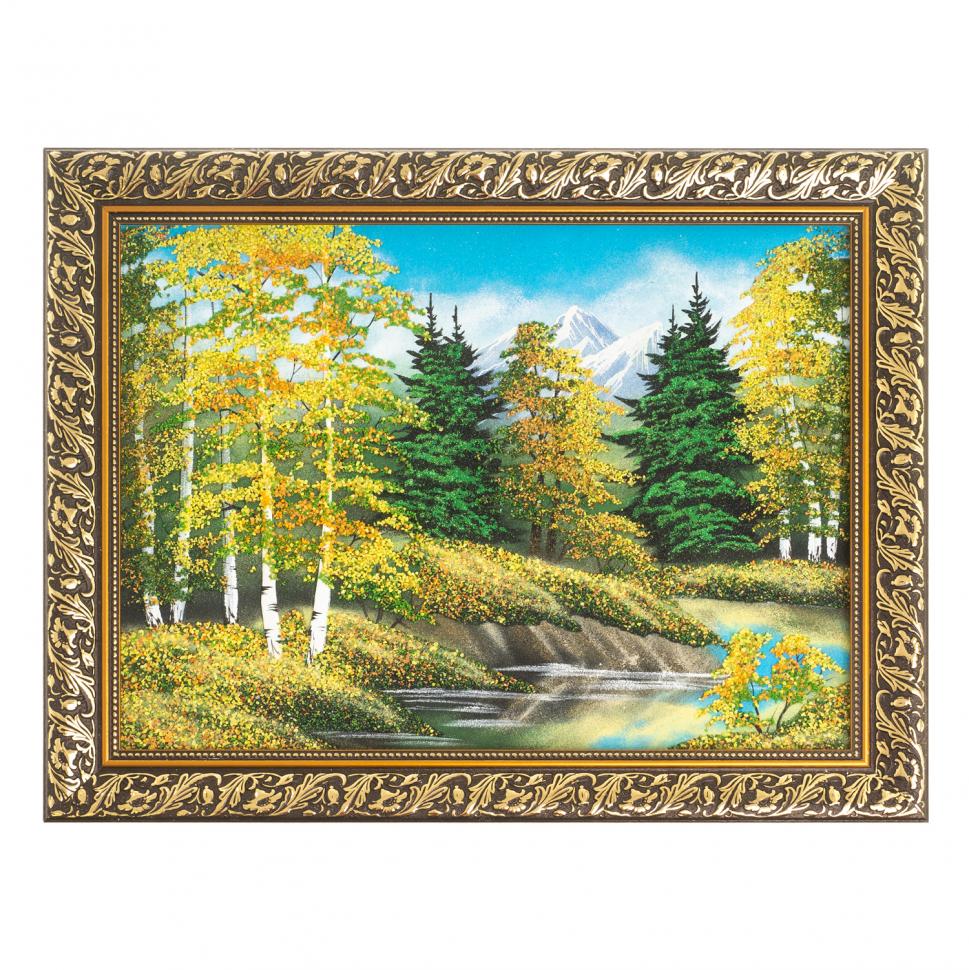 Картина "Осенний пейзаж" багет 36х46 см, каменная крошка фото 1 — 