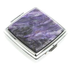 Таблетница на 2 отсека камень чароит цвет серебро — 