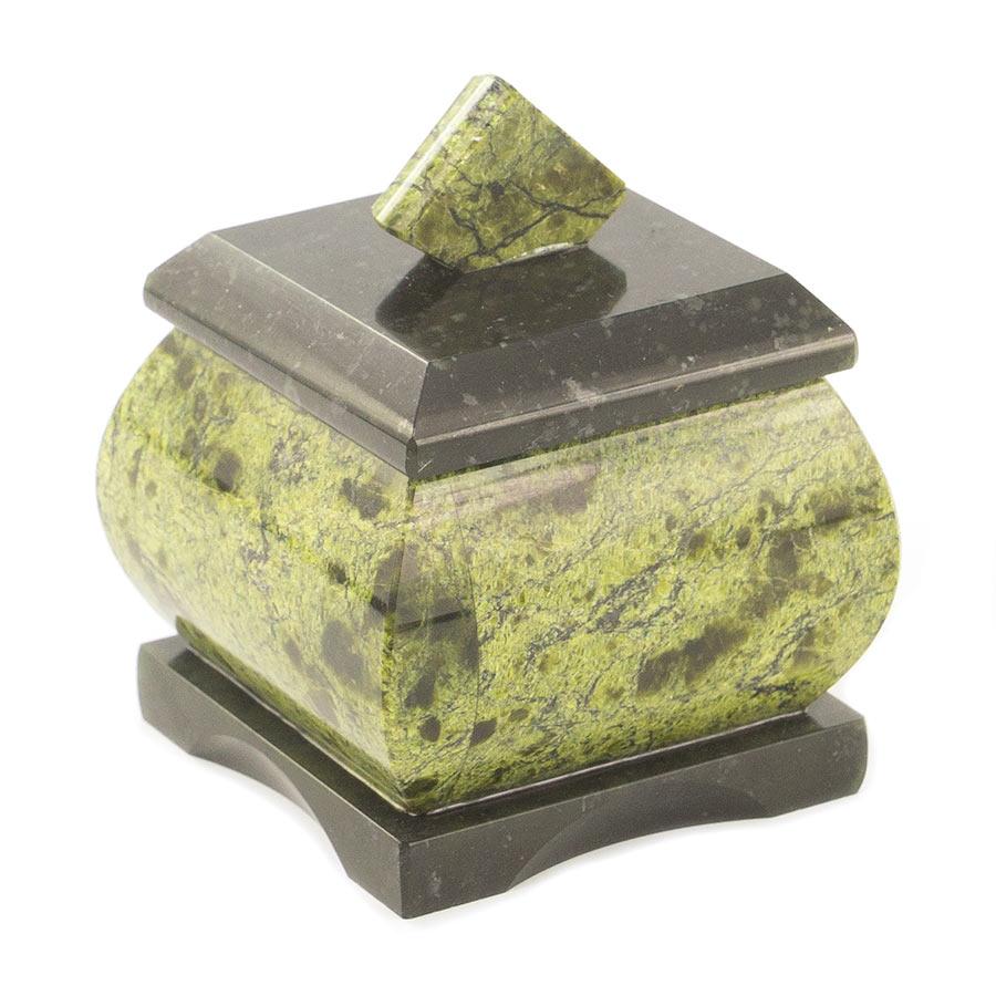 Шкатулка для украшений камень змеевик 5,5х5,5х6,5 см фото 1 — 