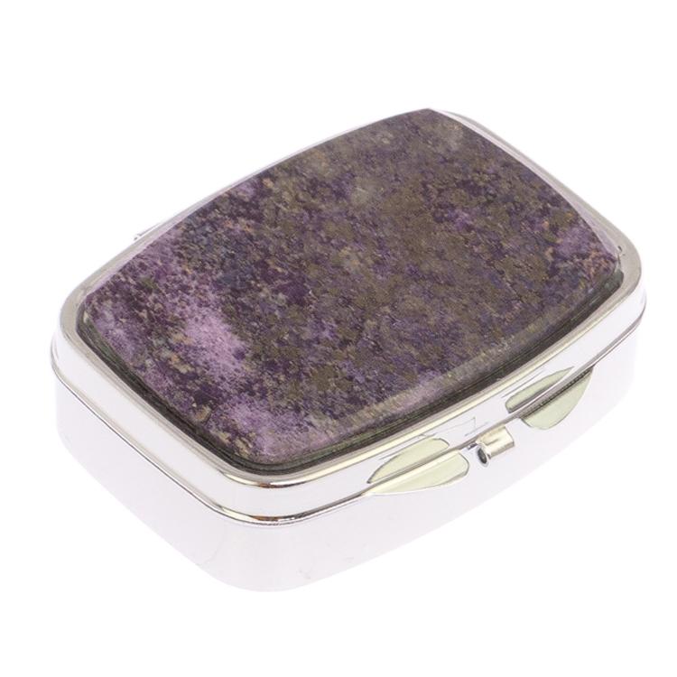 Таблетница 2 отделения камень флюорит цвет серебро фото 1 — 