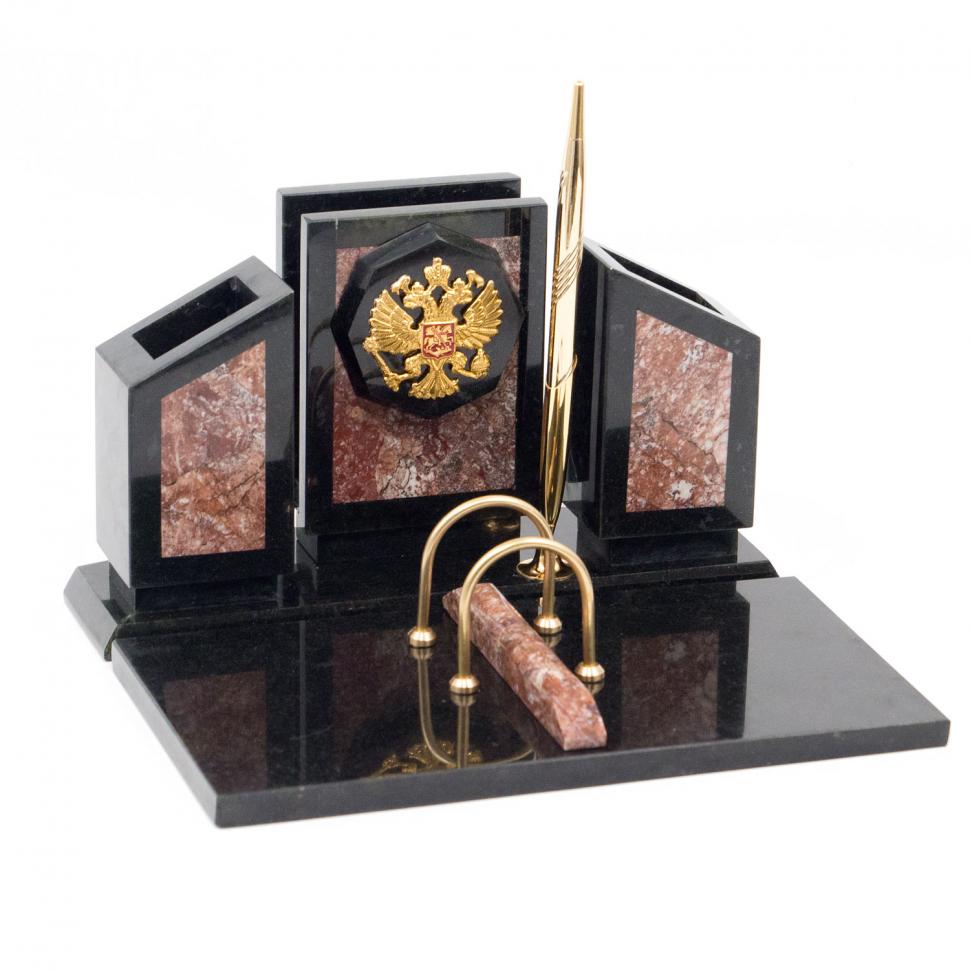 Письменный набор "Герб России" камень креноид змеевик фото 1 — 