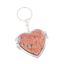 Складное зеркало брелок из камня пегматит Сердце — 