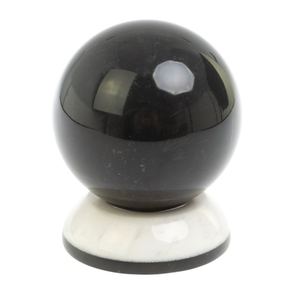 Шар "Антистресс" из черного змеевика и мрамора 9,5 см фото 1 — 