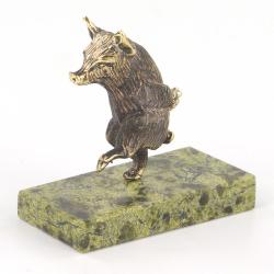 Статуэтка &quot;Поросенок шагает&quot; бронза змеевик — 