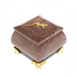 Шкатулка квадратная с ящерицей камень лемезит 6х6х5 см — 