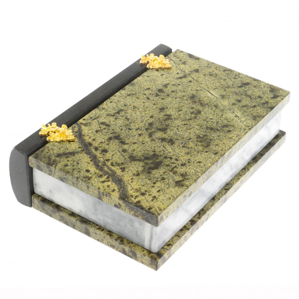 Шкатулка в виде книги "Книжка" камень змеевик 13х17,5х4 см фото 1 — 
