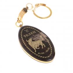 Брелок знак зодиака &quot;Телец&quot; камень обсидиан — 