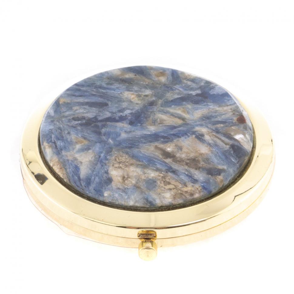 Зеркало круглое из камня кианит цвет золото фото 1 — 