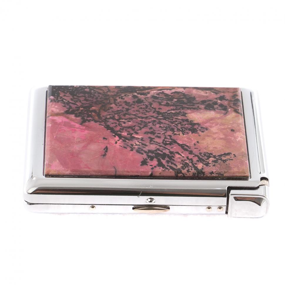 Портсигар на 20 сигарет с зажигалкой камень родонит фото 1 — 