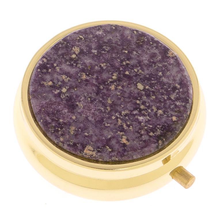 Таблетница на 3 отделения камень флюорит цвет золото фото 1 — 