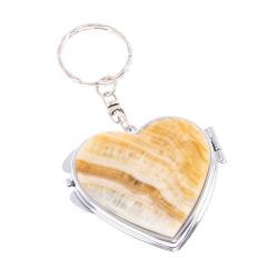 Складное зеркало брелок из оникса сердце — 