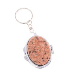 Складное зеркало брелок из камня пегматит овальное — 