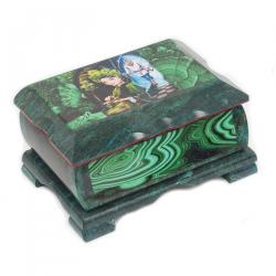 Шкатулка Хозяйка медной горы с иллюстрацией под малахит 15х9х7 см — 