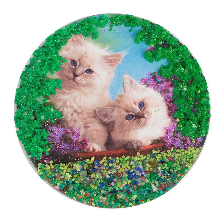 Магнит с рисунком "Пушистые котята" змеевик фото 1 — 