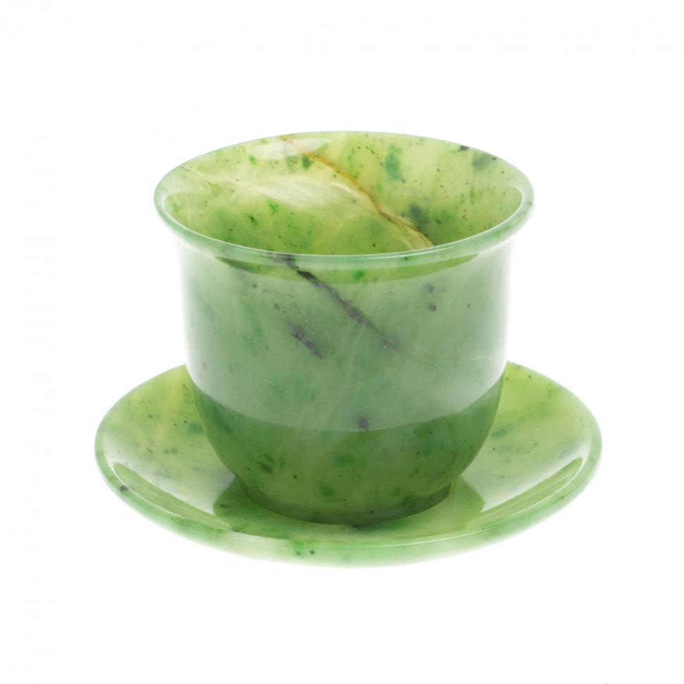 Кофейный набор чашка и блюдце из нефрита фото 1 — 