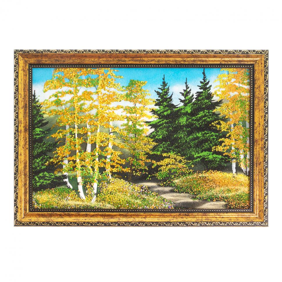 Картина "Осенний пейзаж" багет 24х34 см, каменная крошка фото 1 — 